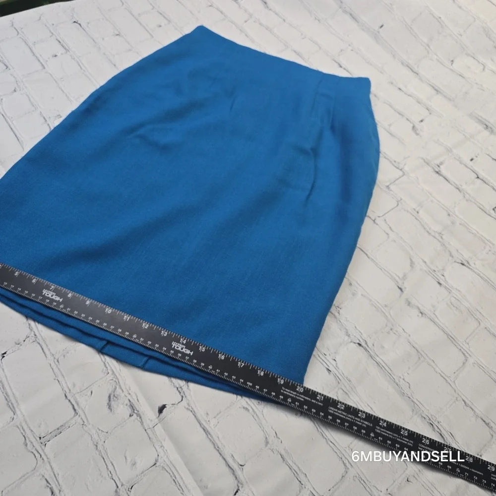 Norton McNaughton Vintage Blue Pencil Skirt Size 10 High Waist Lined Knee Length